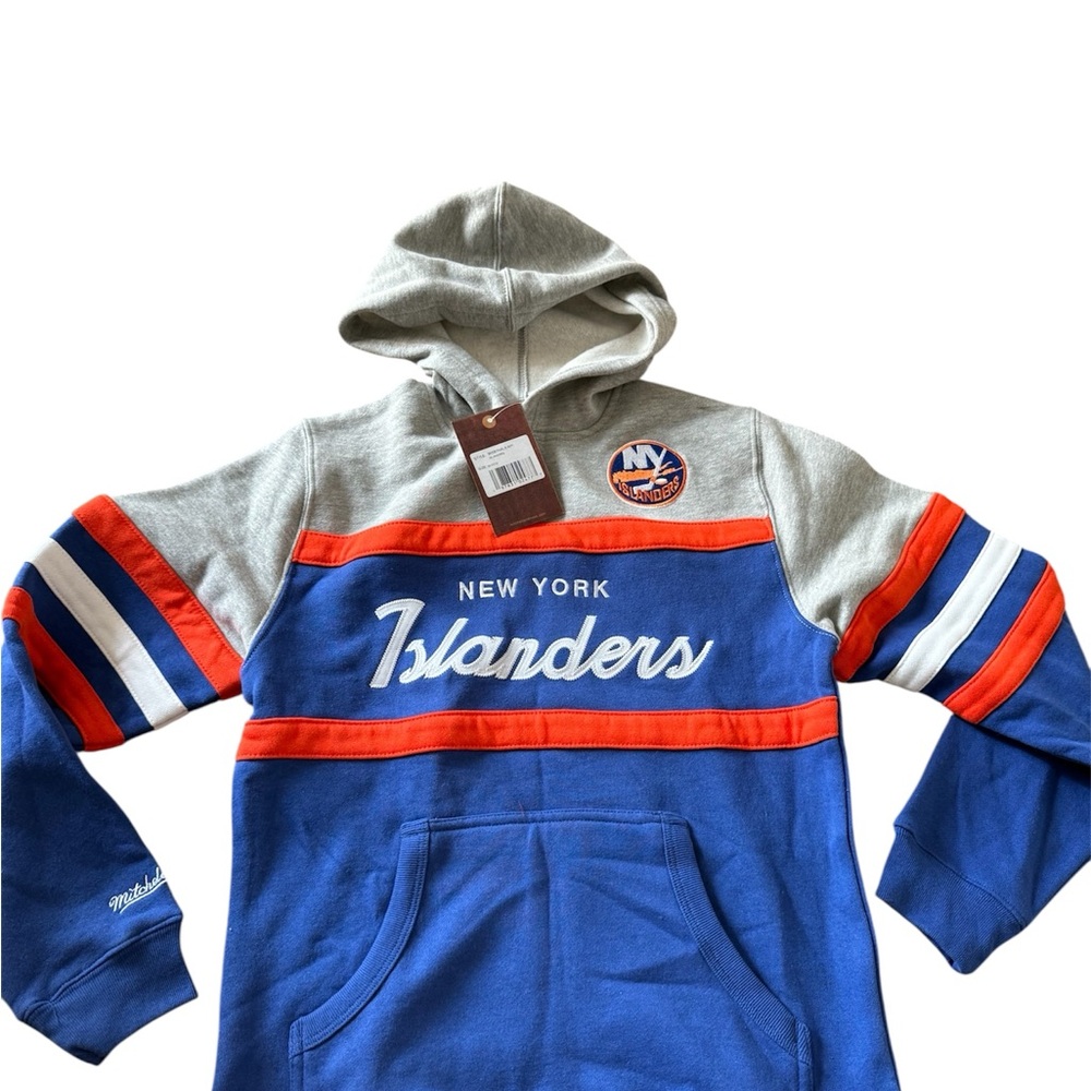 Mitchell & Ness Islanders Gray and Blue Hoodie